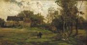 Charles-Francois Daubigny Landschap met boerderijen en bomen. Spain oil painting artist
